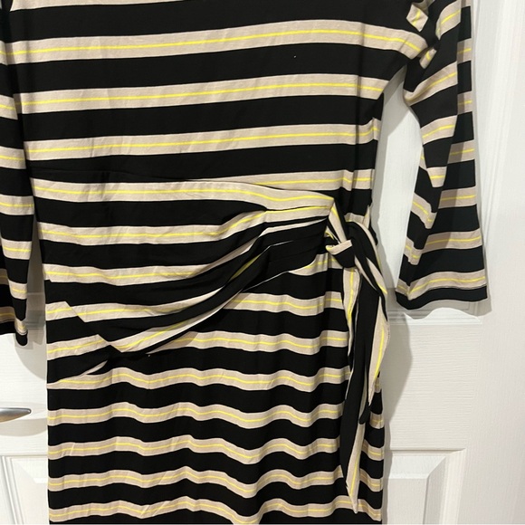 Larry Levine dress 3/4 sleeve striped black and cream size small - Picture 3 of 10
